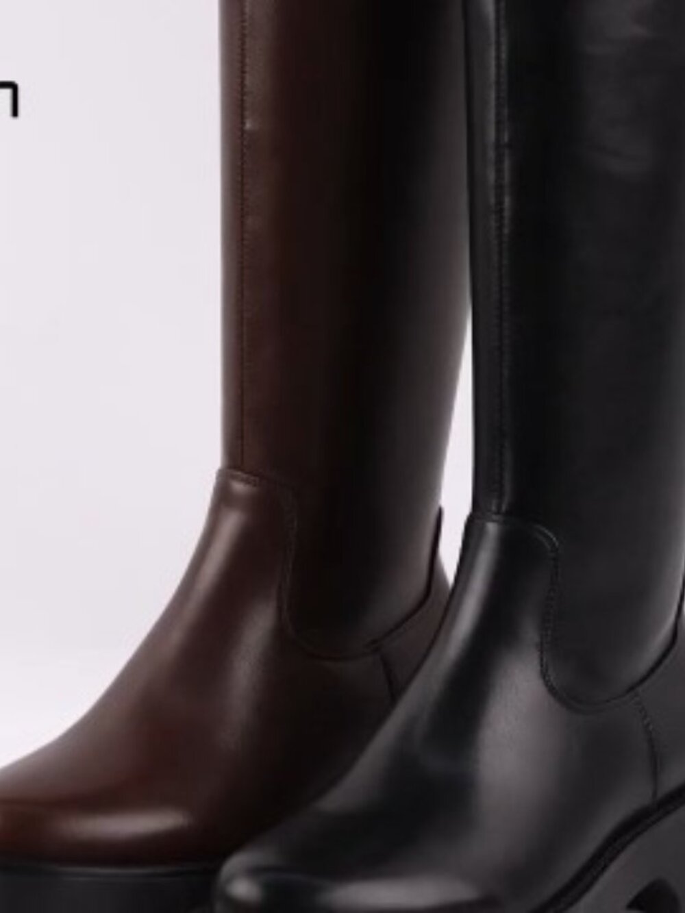 Knee High Chunky Platform Boots with Side Zipper Faux Leather - Picture 7 of 7